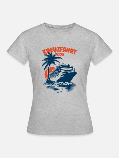 Kreuzfahrt 2025, Kreuzfahrtschiff, Schiffsreise - Frauen T-Shirt - Grau meliert