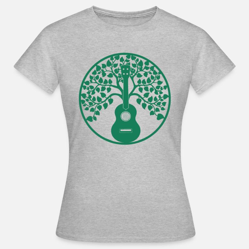 Ukulele Tree Mandala Green - Women's T-Shirt - heather grey