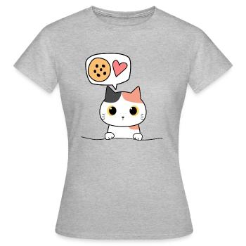 Cookie Cat - Women's T-Shirt - heather grey - Front - AI Model Female 172 dark (172cm)
