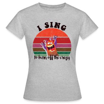 Chanter brûler fou rétro coucher de soleil sombre copie - T-shirt Femme - gris chiné - Devant - AI Model Female 172 dark (172cm)