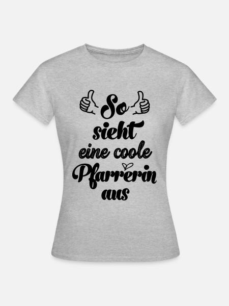 Pfarrerin mit Herz Jesus Glaube Kirche - Frauen T-Shirt - Grau meliert