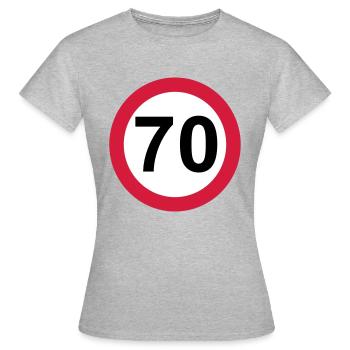 70 Geburtstag - Frauen T-Shirt - Grau meliert - Vorne - AI Model Female 172 dark (172cm)