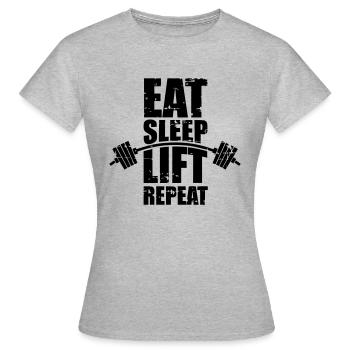 Essen Schlaf Lift - Frauen T-Shirt - Grau meliert - Vorne - AI Model Female 172 dark (172cm)