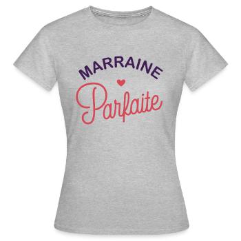 Marraine parfaite - T-shirt Femme - gris chiné - Devant - AI Model Female 172 dark (172cm)