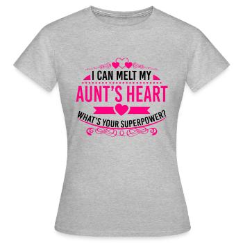 faire fondre le cœur tante - Quelle est votre super pouvoir? - T-shirt Femme - gris chiné - Devant - AI Model Female 172 dark (172cm)