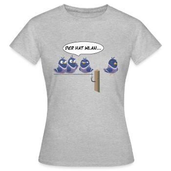 WLAN Vögel Tauben Wifi Vogel Drahtlos - Frauen T-Shirt - Grau meliert - Vorne - AI Model Female 172 dark (172cm)