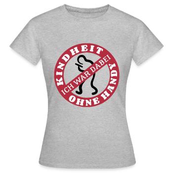 Kindheit ohne Handy - Ich war dabei - Frauen T-Shirt - Grau meliert - Vorne - AI Model Female 172 dark (172cm)
