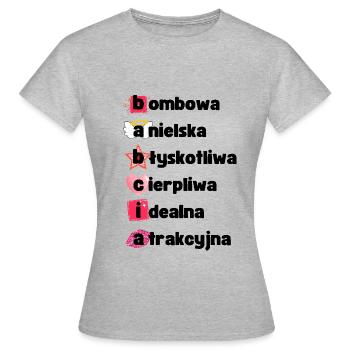 Oma ist bombastisch, engelsgleich... - Frauen T-Shirt - Grau meliert - Vorne - AI Model Female 172 dark (172cm)