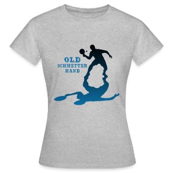 Old Schmetterhand Tischtennis Schmetterball - Frauen T-Shirt - Grau meliert - Vorne - AI Model Female 172 dark (172cm)