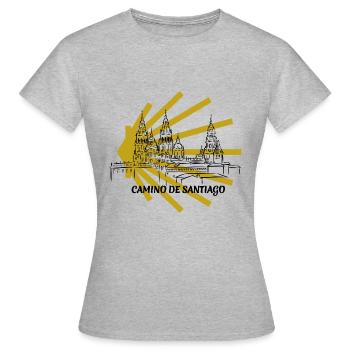 Camino - Camino de Santiago - Pèlerinage - Santiago - T-shirt Femme - gris chiné - Devant - AI Model Female 172 dark (172cm)