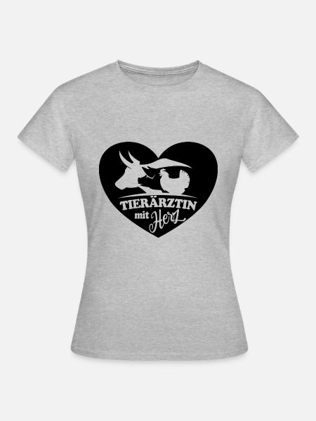 Tierärztin mit Herz - Frauen T-Shirt - Grau meliert