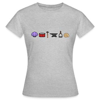 Aufbau vom Ohr in Symbolen, Ohr Anatomie - Frauen T-Shirt - Grau meliert - Vorne - AI Model Female 172 dark (172cm)