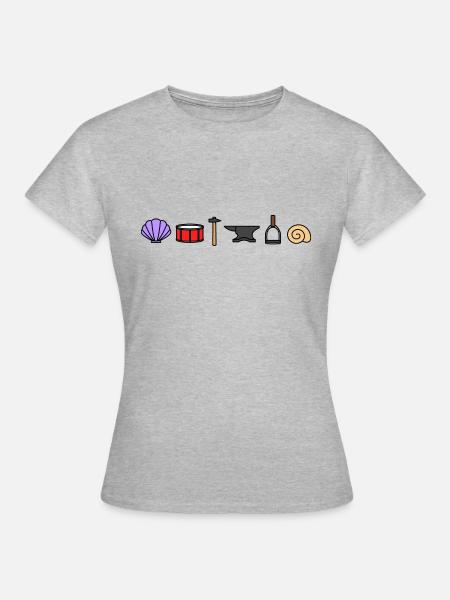 Aufbau vom Ohr in Symbolen, Ohr Anatomie - Frauen T-Shirt - Grau meliert