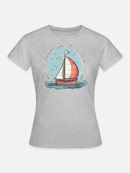 Segelboot - Frauen T-Shirt - Grau meliert
