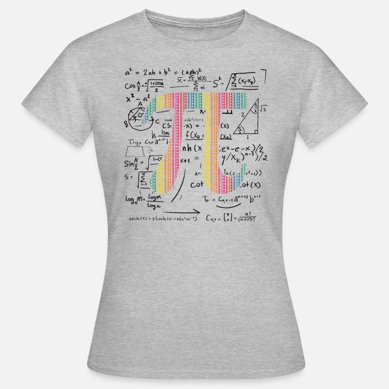 Pi Day Gift 3.14 Pi symbol with Math Equations - Women's T-Shirt - heather grey