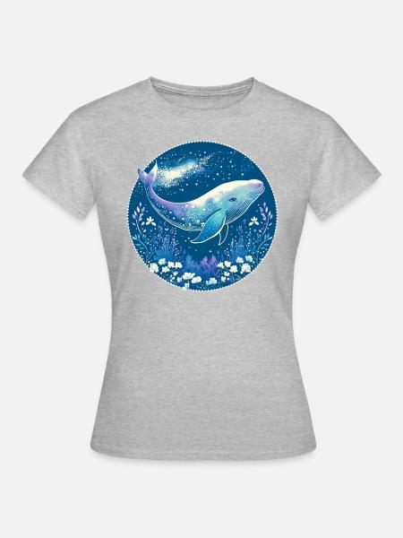 Wal, Meer, Walfisch, Unterwasser, Korallen, Natur - Frauen T-Shirt - Grau meliert