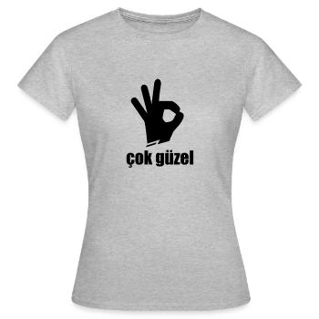 COK GÜZEL - Habibi - Frauen T-Shirt - Grau meliert - Vorne - AI Model Female 172 dark (172cm)