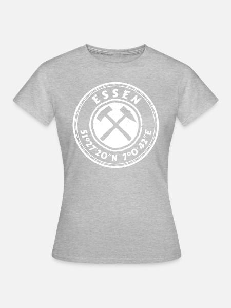 Essen Hell Tasche Shirt Hoodie GPS Koordinaten - Frauen T-Shirt - Grau meliert