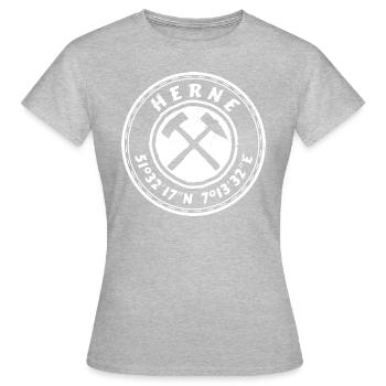 Herne helle Tasche Shirt Hoodie GPS Koordinaten - Frauen T-Shirt - Grau meliert - Vorne - AI Model Female 172 dark (172cm)