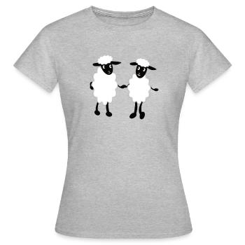 Zwei niedliche Schafe Hand in Hand - Frauen T-Shirt - Grau meliert - Vorne - AI Model Female 172 dark (172cm)