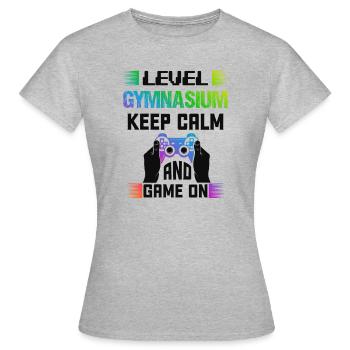 Level GYMNASIUM keep calm and game on - Women's T-Shirt - heather grey - Front - AI Model Female 172 dark (172cm)