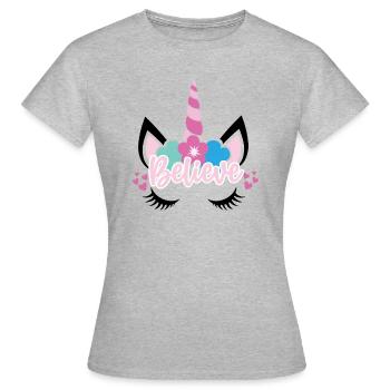 Belief in Unicorn Unicorn - Women's T-Shirt - heather grey - Front - AI Model Female 172 dark (172cm)