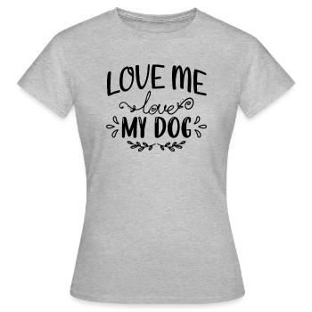 Aime-moi Aime mon chien - T-shirt Femme - gris chiné - Devant - AI Model Female 172 dark (172cm)