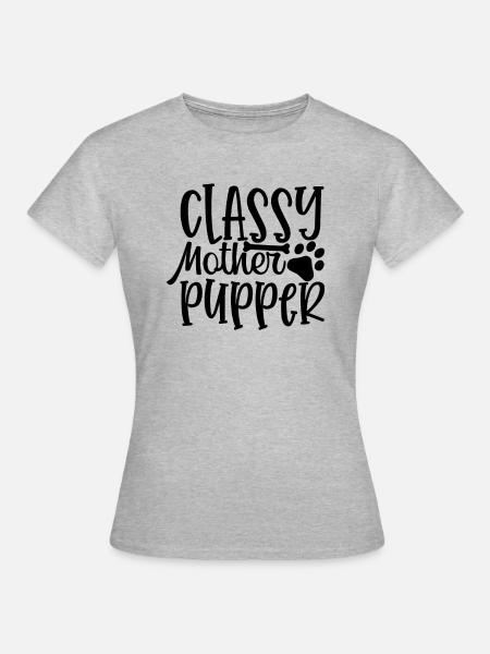 Stilvolle Welpen Mutter - Frauen T-Shirt - Grau meliert