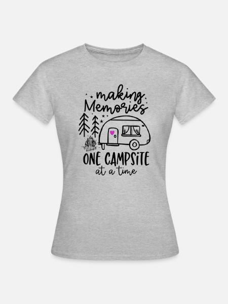 Camping Erinnerungen - Frauen T-Shirt - Grau meliert