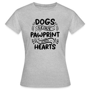 Dogs leave pawprints on your hearts - Women's T-Shirt - heather grey - Front - AI Model Female 172 dark (172cm)