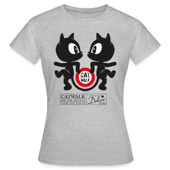 Pussy Deluxe Deux Chats Catwalk - T-shirt Femme - gris chiné - Devant - AI Model Female 172 dark (172cm)