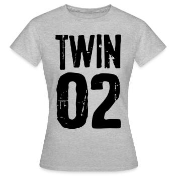 Twin 01 02 Twins Partnerlook Twin cadeau - T-shirt Femme - gris chiné - Devant - AI Model Female 172 dark (172cm)