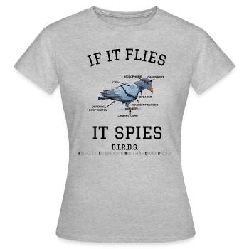 Oiseau espion pour chemises lumineuses - T-shirt Femme - gris chiné - Devant - AI Model Female 172 dark (172cm)