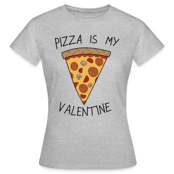 Sans-Valentin Pizza Is My Valentine Humour - T-shirt Femme - gris chiné - Devant - AI Model Female 172 dark (172cm)