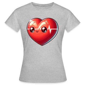 Lebendiges Herz - Frauen T-Shirt - Grau meliert - Vorne - AI Model Female 172 dark (172cm)