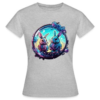 Animal in Soap Bubble / Childlike / Cute / Bunny - Women's T-Shirt - heather grey - Front - AI Model Female 172 dark (172cm)