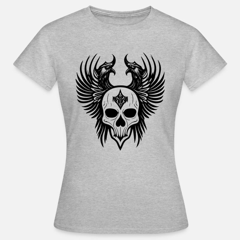 Calavera con alas - Camiseta mujer - gris jaspeado