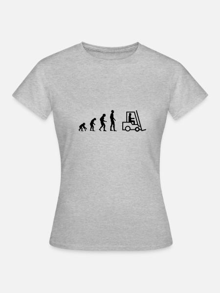 Evolution Staplerfahrer - Frauen T-Shirt - Grau meliert