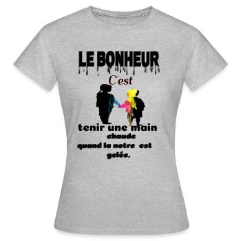 Le Bonheur - T-shirt Femme - gris chiné - Devant - AI Model Female 172 dark (172cm)
