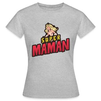 Super maman - T-shirt Femme - gris chiné - Devant - AI Model Female 172 dark (172cm)