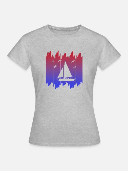 Segelboot, Segler, Sailing - Frauen T-Shirt - Grau meliert