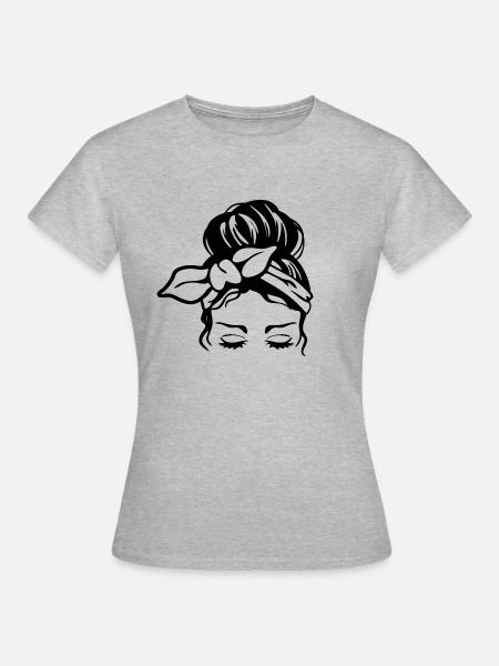 messy bun - Frauen T-Shirt - Grau meliert