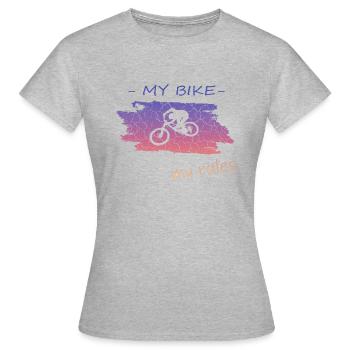 Biken Fahrrad Bike - Frauen T-Shirt - Grau meliert - Vorne - AI Model Female 172 dark (172cm)