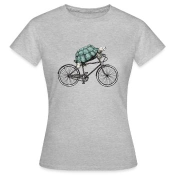 Fahrrad Schildkröte Zweirad Radsport Geschenk - Frauen T-Shirt - Grau meliert - Vorne - AI Model Female 172 dark (172cm)