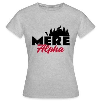 Mère alpha. Maman louve. Mama alpha - T-shirt Femme - gris chiné - Devant - AI Model Female 172 dark (172cm)