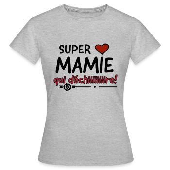Super mamie qui déchire - T-shirt Femme - gris chiné - Devant - AI Model Female 172 dark (172cm)