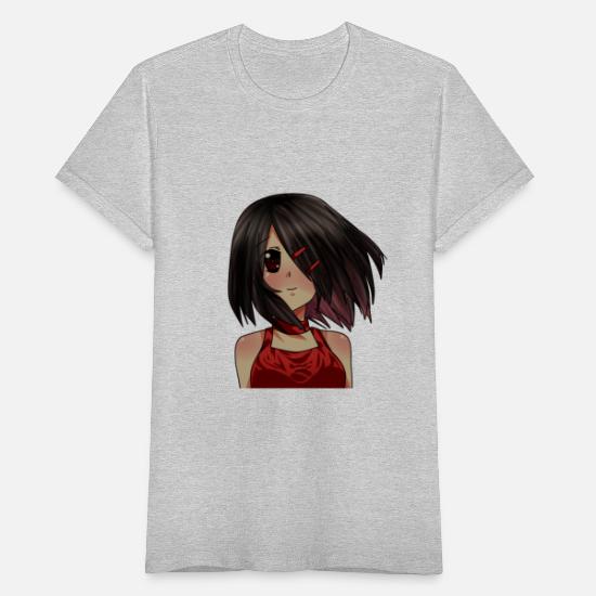Chica Anime cabello corto oscuro vestido rojo' Camiseta slim fit mujer |  Spreadshirt