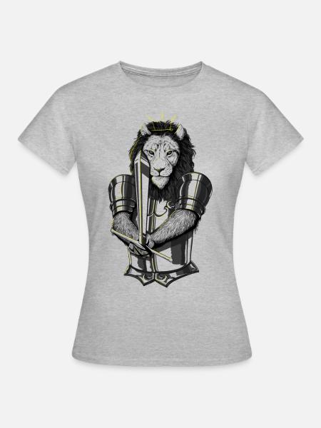 Löwe Duell - Frauen T-Shirt - Grau meliert