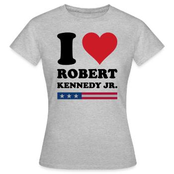 J’aime Robert Kennedy JR - T-shirt Femme - gris chiné - Devant - AI Model Female 172 dark (172cm)