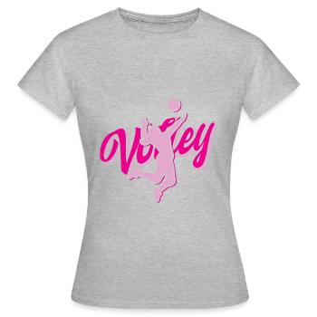 Volley 1Volleyball Aufschlag Baggern Pritschen - Frauen T-Shirt - Grau meliert - Vorne - AI Model Female 172 dark (172cm)